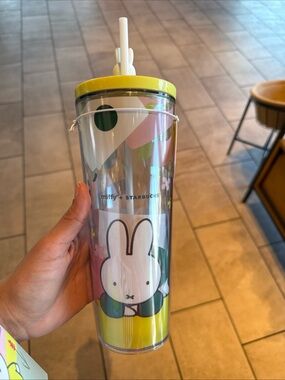 Starbucks x Miffy Yellow and Pink Clear Tumbler with Straw & Topper
